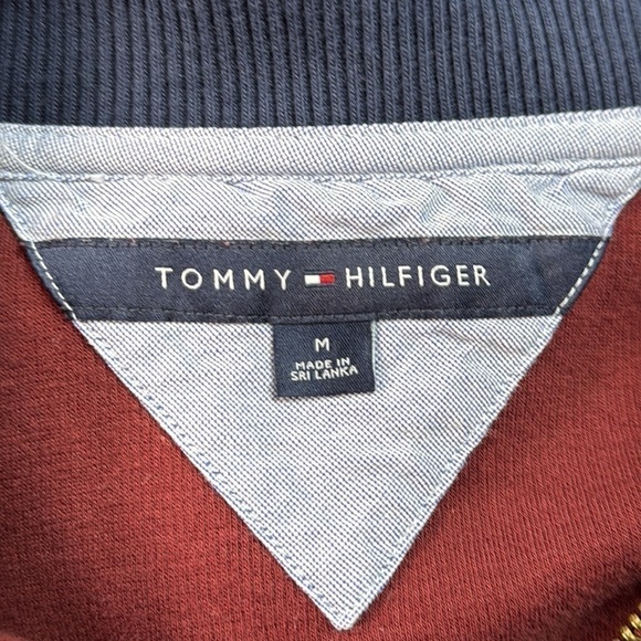 Tommy Hilfiger Men’s Polo Sweatshirt - Burgundy Trendy Preppy Color - Picture 4 of 5